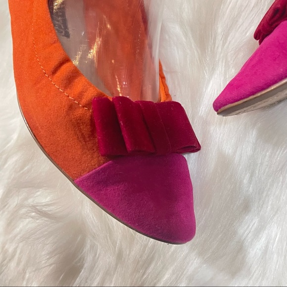 Restricted Multicolored Color Block Faux Suede Ballet Flat with Bow - Picture 9 of 9